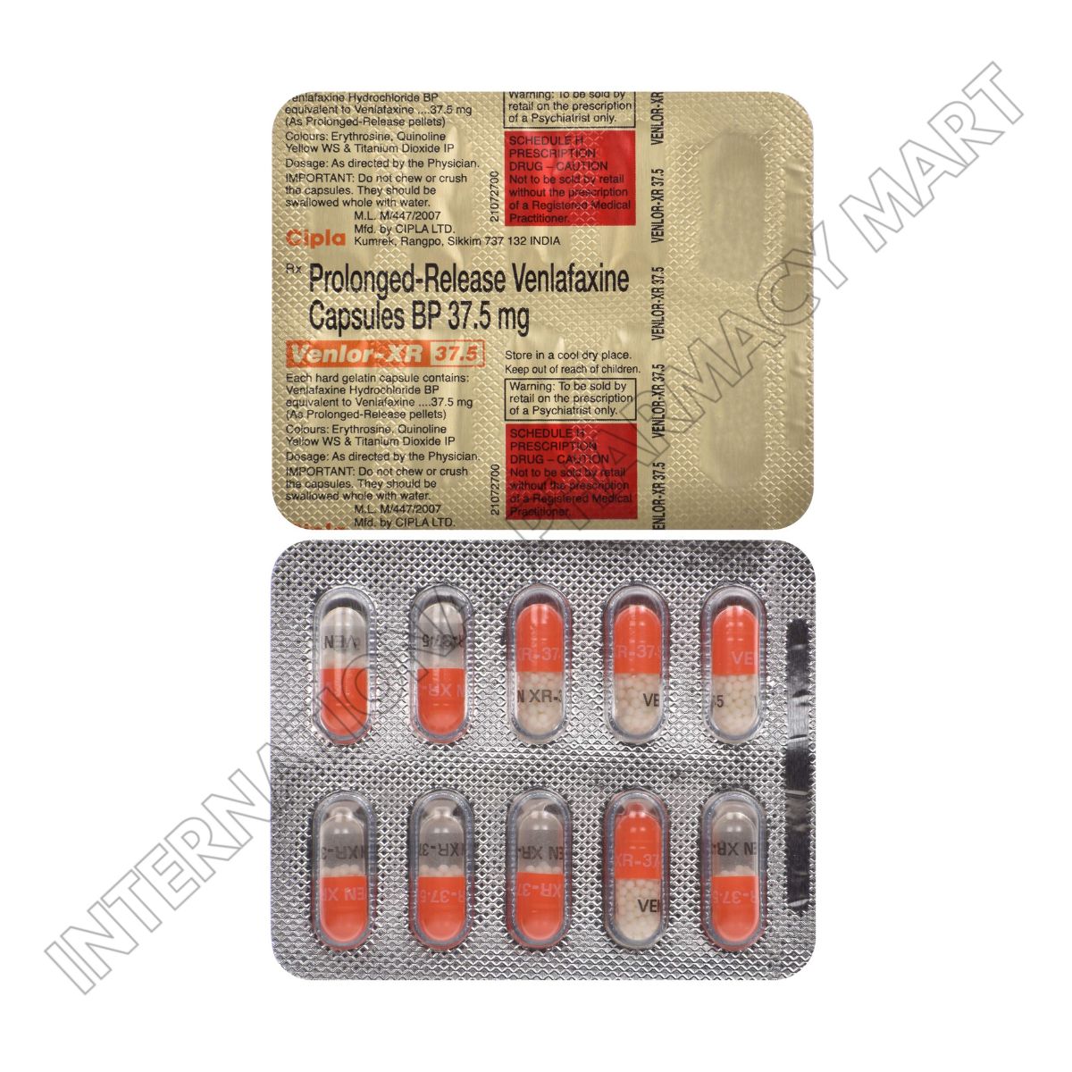 VENLOR XR 37.5MG-VENLAFAXINE 37.5MG (Generic Effexor/Generic Effexor XR)
