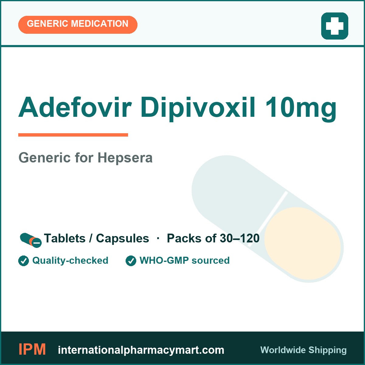 Adefovir Dipivoxil 10mg - generic Hepsera | International Pharmacy Mart