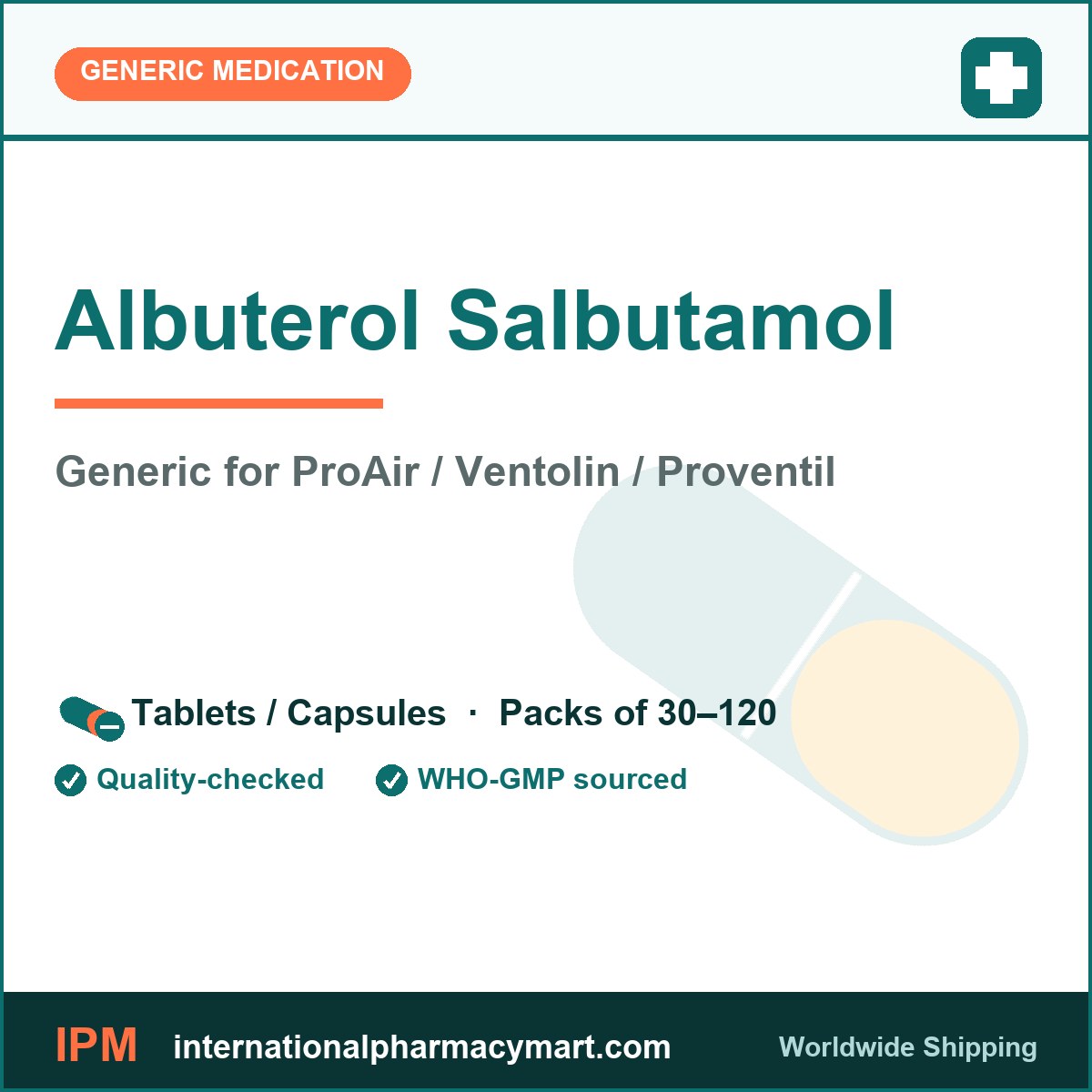 Albuterol Salbutamol - generic ProAir / Ventolin / Proventil | International Pharmacy Mart