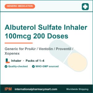 Albuterol Sulfate Inhaler 100mcg 200 Doses - generic ProAir / Ventolin / Proventil / Xopenex | International Pharmacy Mart