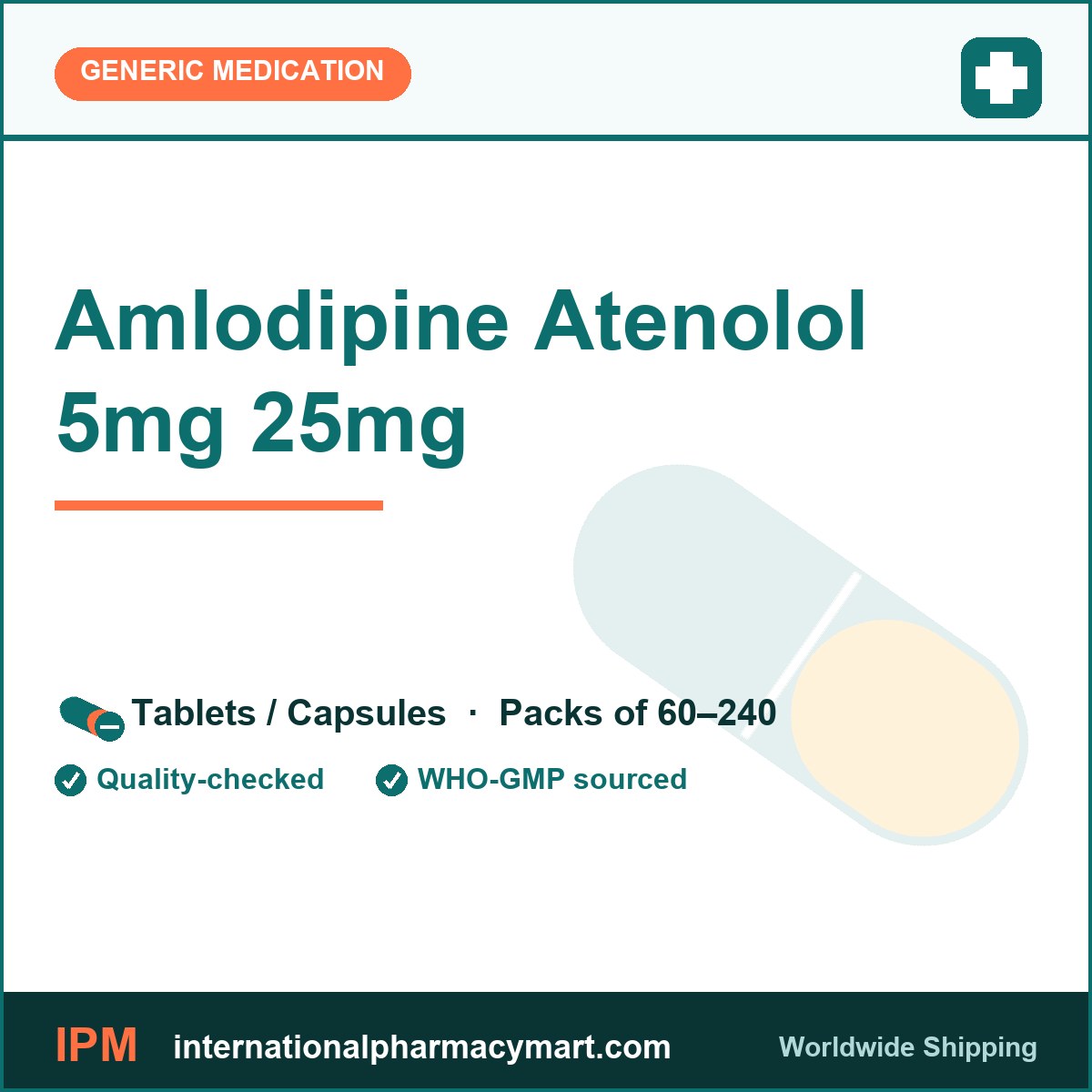 Amlodipine Atenolol 5mg 25mg | International Pharmacy Mart