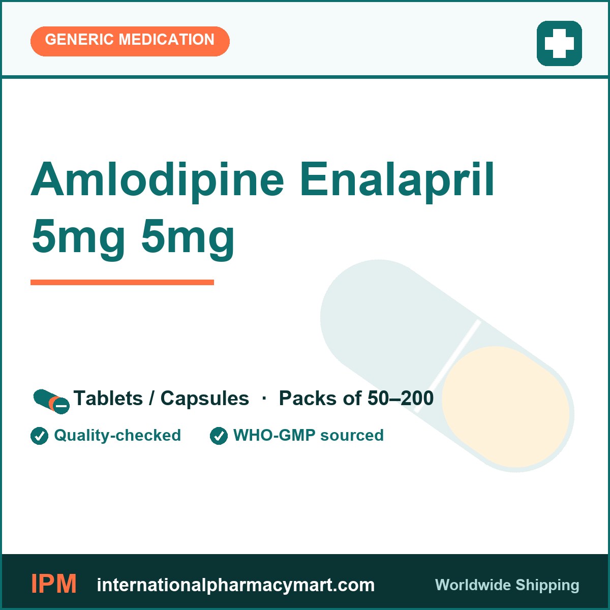 Amlodipine Enalapril 5mg 5mg | International Pharmacy Mart