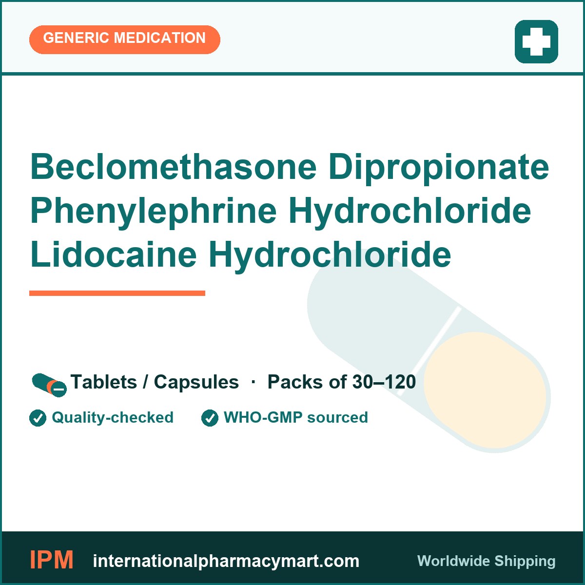 Beclomethasone Dipropionate Phenylephrine Hydrochloride Lidocaine Hydrochloride | International Pharmacy Mart