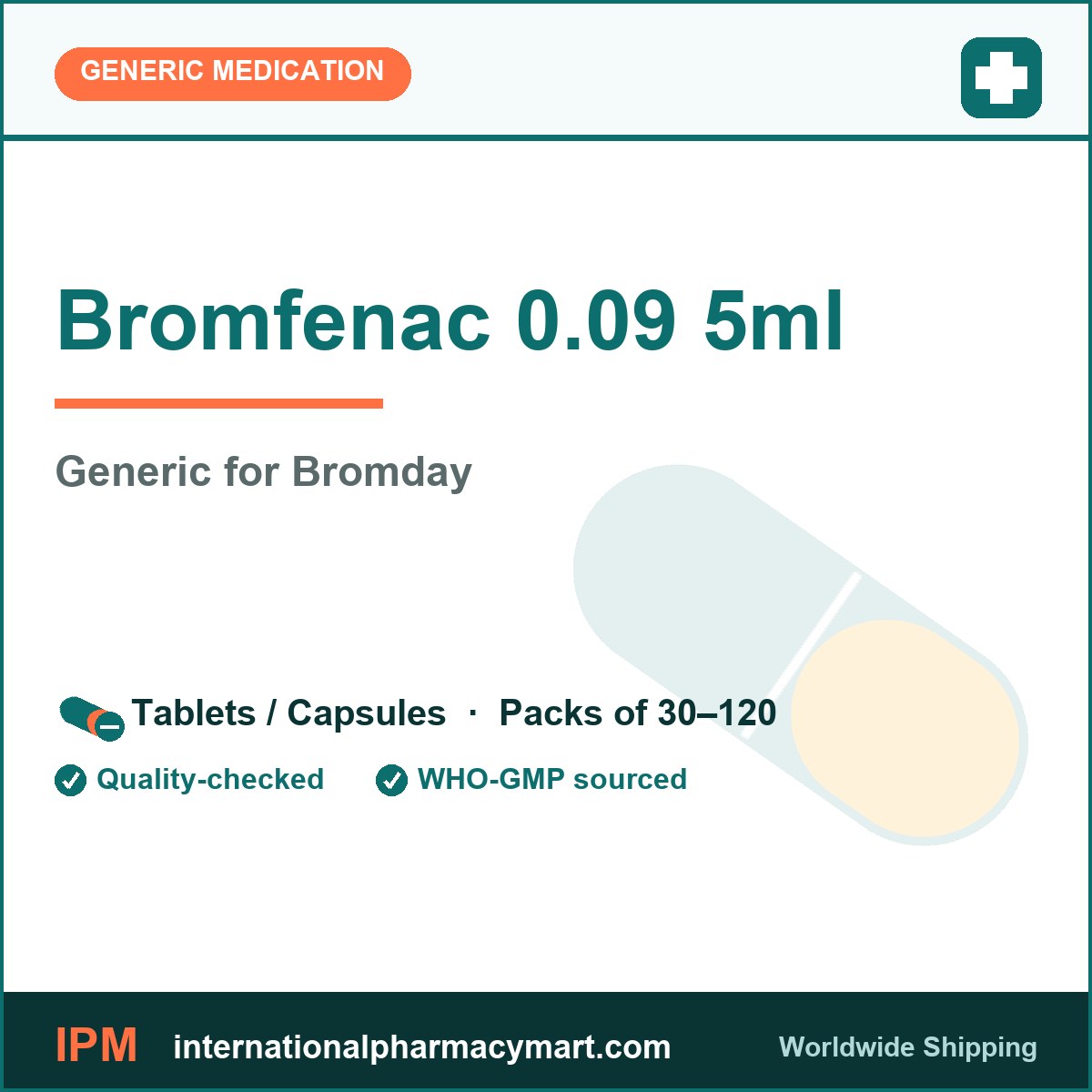 Bromfenac 0.09 5ml - generic Bromday | International Pharmacy Mart