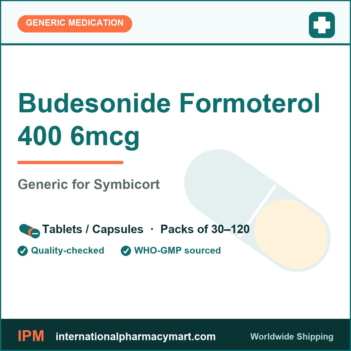 Budesonide Formoterol 400 6mcg - generic Symbicort | International Pharmacy Mart