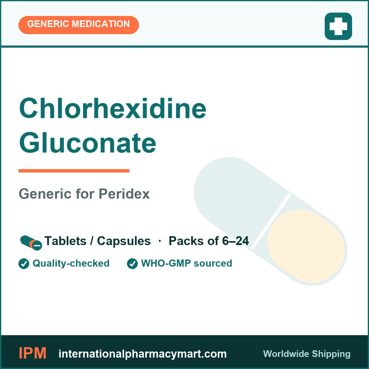 Chlorhexidine Gluconate - generic Peridex | International Pharmacy Mart