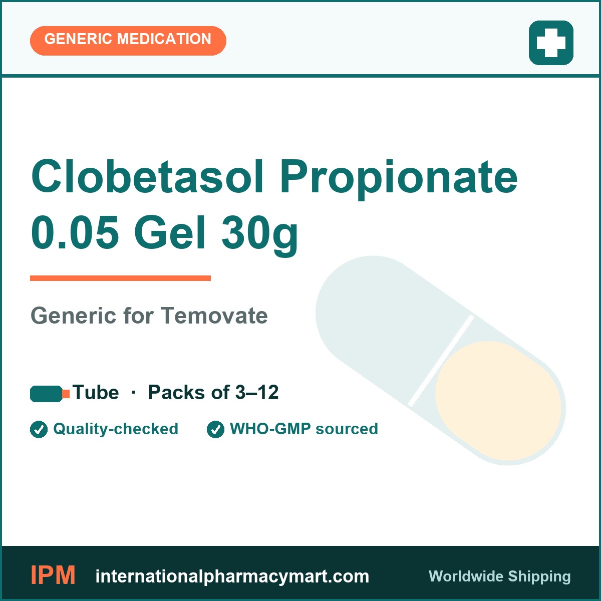 Clobetasol Propionate 0.05 Gel 30g - generic Temovate | International Pharmacy Mart