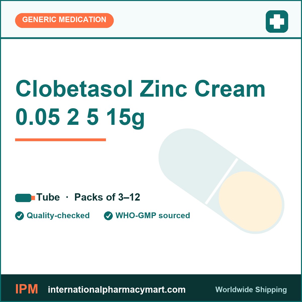 Clobetasol Zinc Cream 0.05 2 5 15g | International Pharmacy Mart