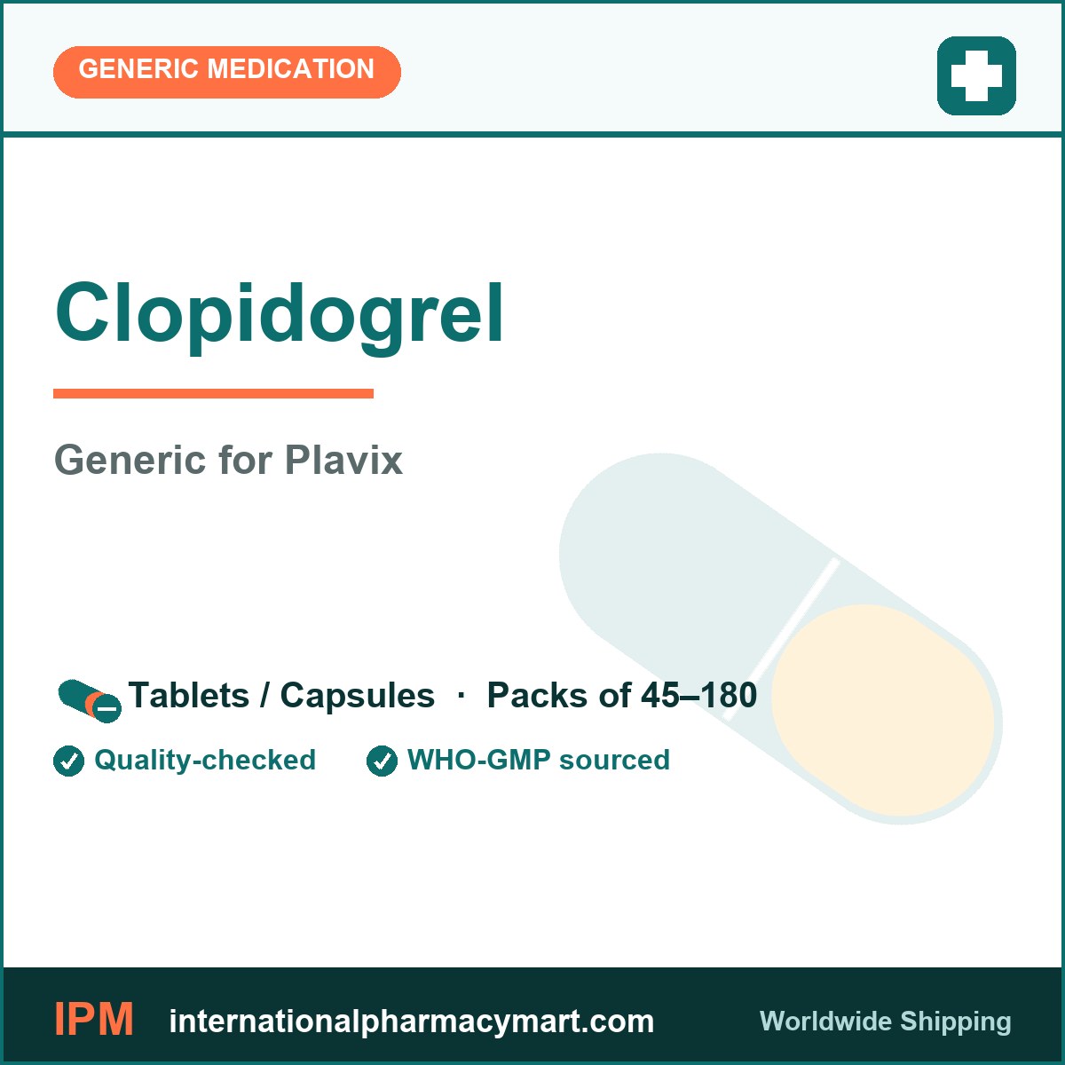Clopidogrel - generic Plavix | International Pharmacy Mart
