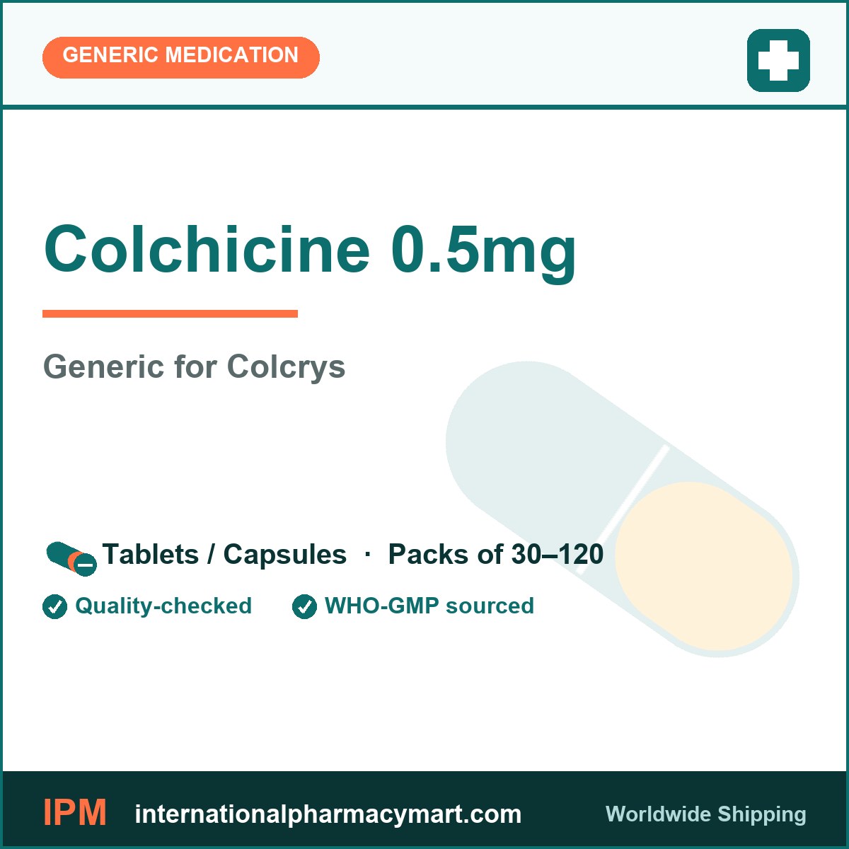 Colchicine 0.5mg - generic Colcrys | International Pharmacy Mart