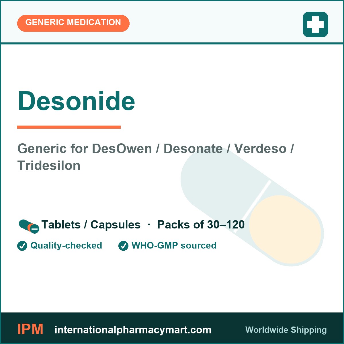 Desonide - generic DesOwen / Desonate / Verdeso / Tridesilon | International Pharmacy Mart