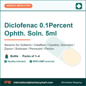 Diclofenac 0.1Percent Ophth. Soln. 5ml - generic Voltaren / Cataflam / Cambia / Zorvolex / Zipsor / Solaraze / Pennsaid / Flector | International Pharmacy Mart