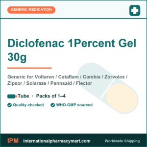 Diclofenac 1Percent Gel 30g - generic Voltaren / Cataflam / Cambia / Zorvolex / Zipsor / Solaraze / Pennsaid / Flector | International Pharmacy Mart