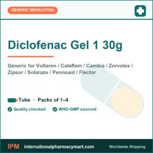 Diclofenac Gel 1 30g - generic Voltaren / Cataflam / Cambia / Zorvolex / Zipsor / Solaraze / Pennsaid / Flector | International Pharmacy Mart