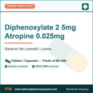 Diphenoxylate 2 5mg Atropine 0.025mg - generic Lomotil / Lonox | International Pharmacy Mart