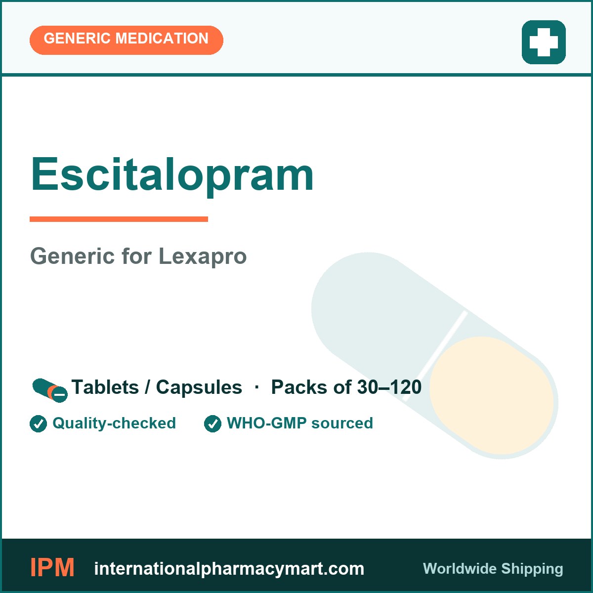Escitalopram - generic Lexapro | International Pharmacy Mart