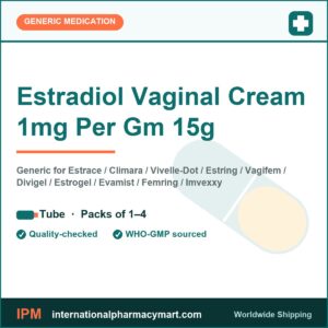 Estradiol Vaginal Cream 1mg Per Gm 15g - generic Estrace / Climara / Vivelle-Dot / Estring / Vagifem / Divigel / Estrogel / Evamist / Femring / Imvexxy | International Pharmacy Mart