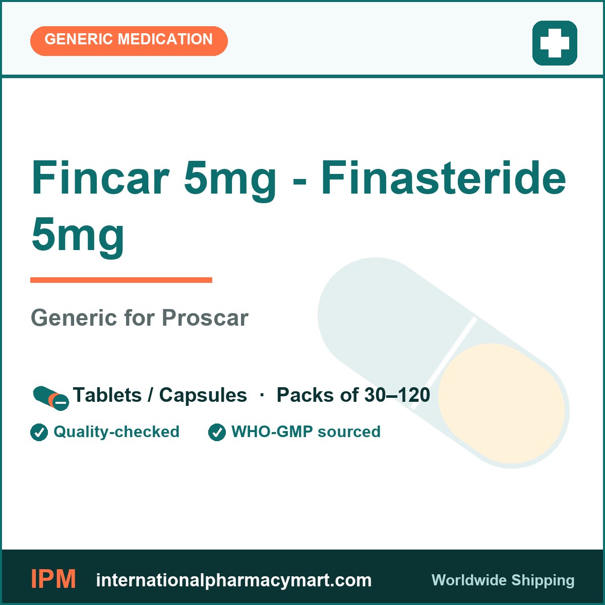 Fincar 5mg - Finasteride 5mg - generic Proscar | International Pharmacy Mart