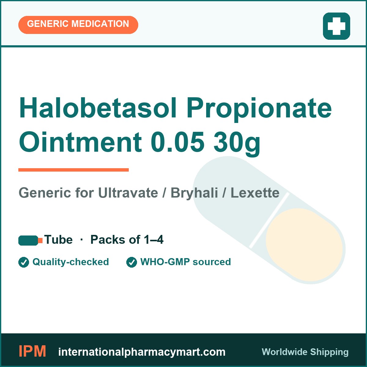 Halobetasol Propionate Ointment 0.05 30g - generic Ultravate / Bryhali / Lexette | International Pharmacy Mart