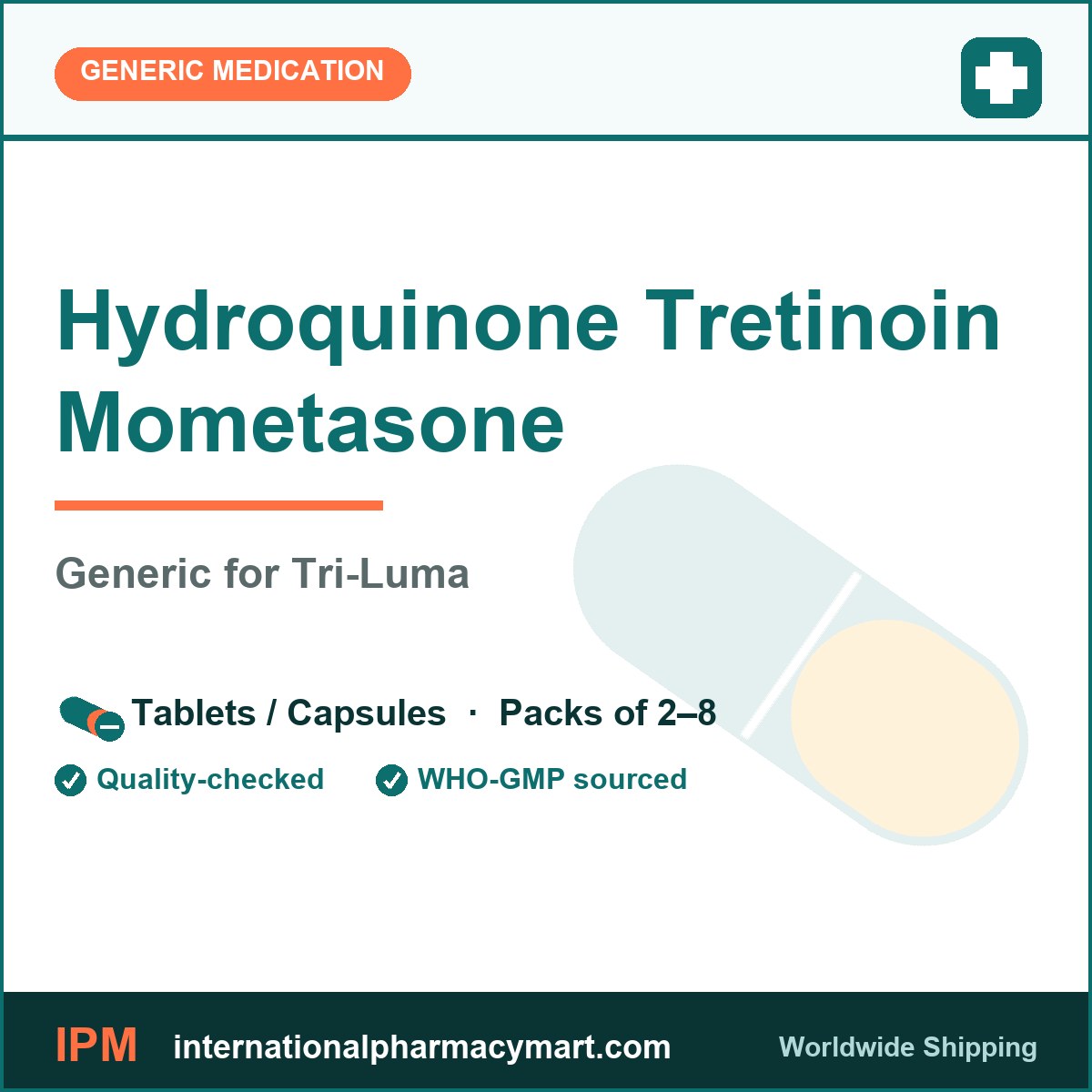 Hydroquinone Tretinoin Mometasone - generic Tri-Luma | International Pharmacy Mart