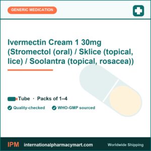 Ivermectin Cream 1 30mg (Stromectol (oral) / Sklice (topical, lice) / Soolantra (topical, rosacea)) | International Pharmacy Mart