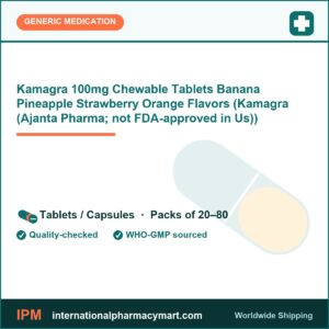 Kamagra 100mg Chewable Tablets Banana Pineapple Strawberry Orange Flavors (Kamagra (Ajanta Pharma; not FDA-approved in Us)) | International Pharmacy Mart