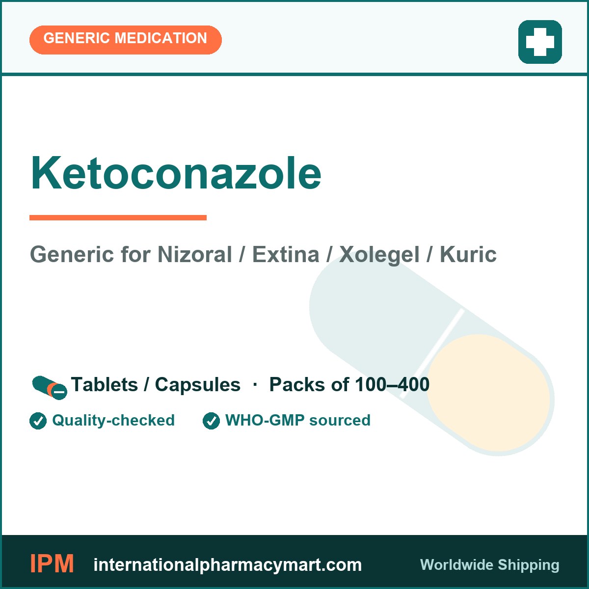 Ketoconazole - generic Nizoral / Extina / Xolegel / Kuric | International Pharmacy Mart