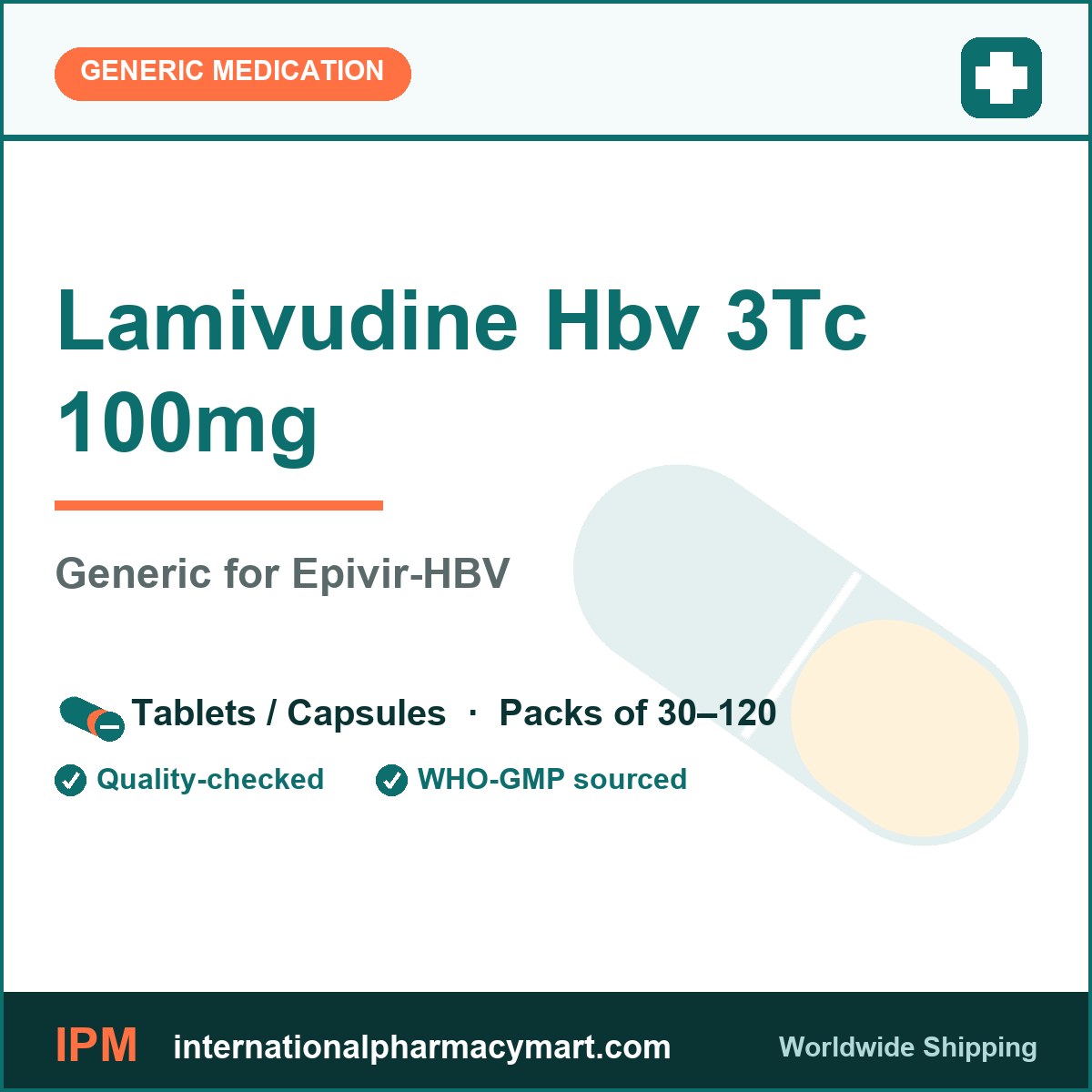 Lamivudine Hbv 3Tc 100mg - generic Epivir-HBV | International Pharmacy Mart