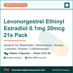 Levonorgestrel Ethinyl Estradiol 0.1mg 20mcg 21s Pack - generic Seasonale / Seasonique / Aviane / Lessina / Alesse / LoSeasonique | International Pharmacy Mart