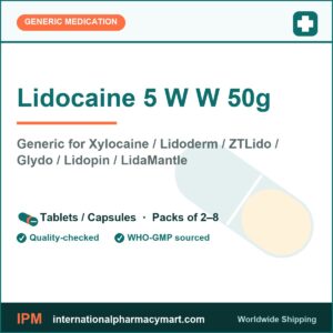 Lidocaine 5 W W 50g - generic Xylocaine / Lidoderm / ZTLido / Glydo / Lidopin / LidaMantle | International Pharmacy Mart