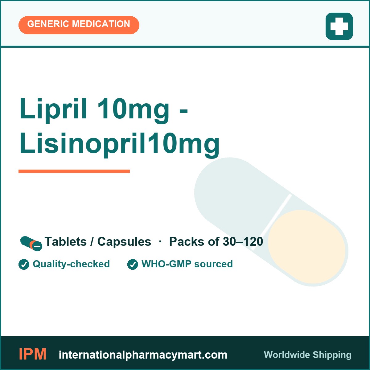 Lipril 10mg - Lisinopril10mg | International Pharmacy Mart