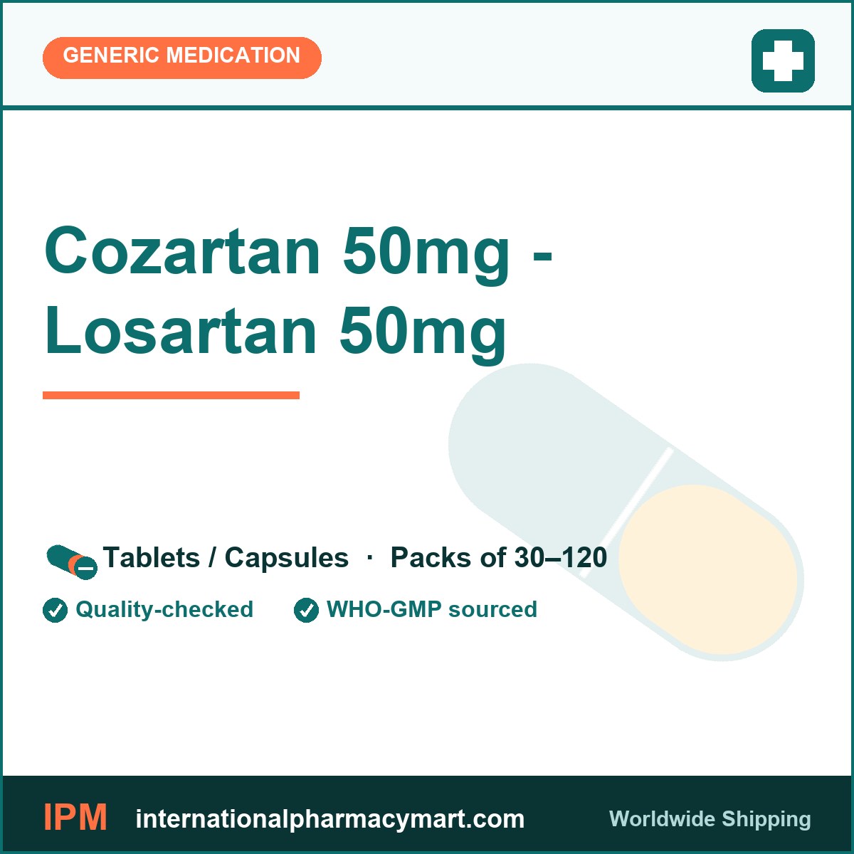 Cozartan 50mg - Losartan 50mg | International Pharmacy Mart