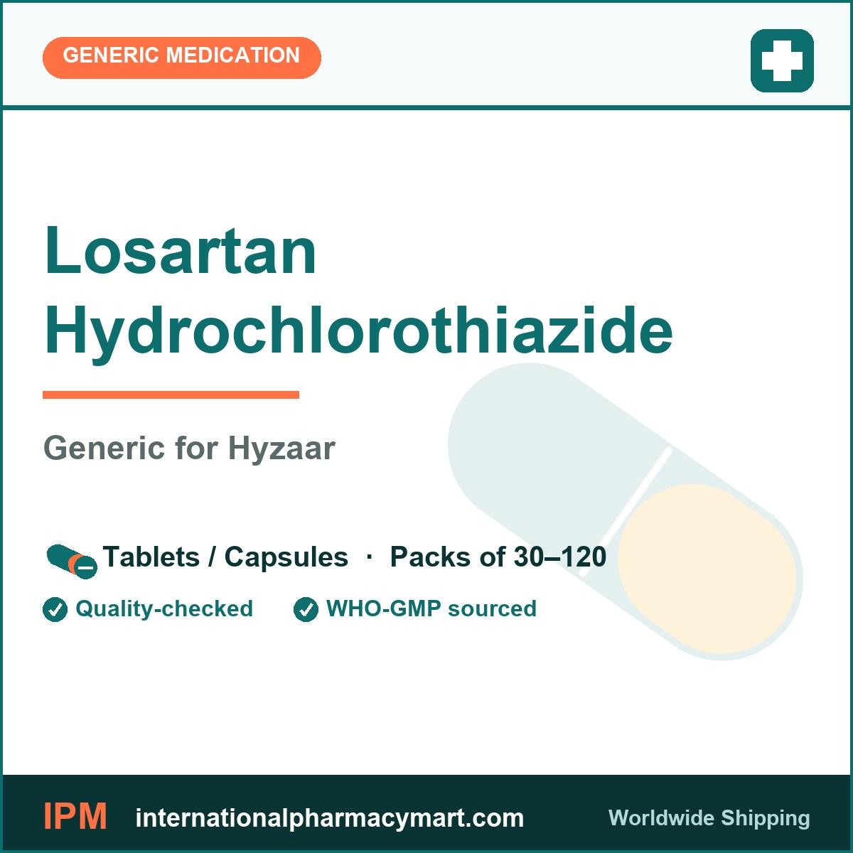 Losartan Hydrochlorothiazide - generic Hyzaar | International Pharmacy Mart