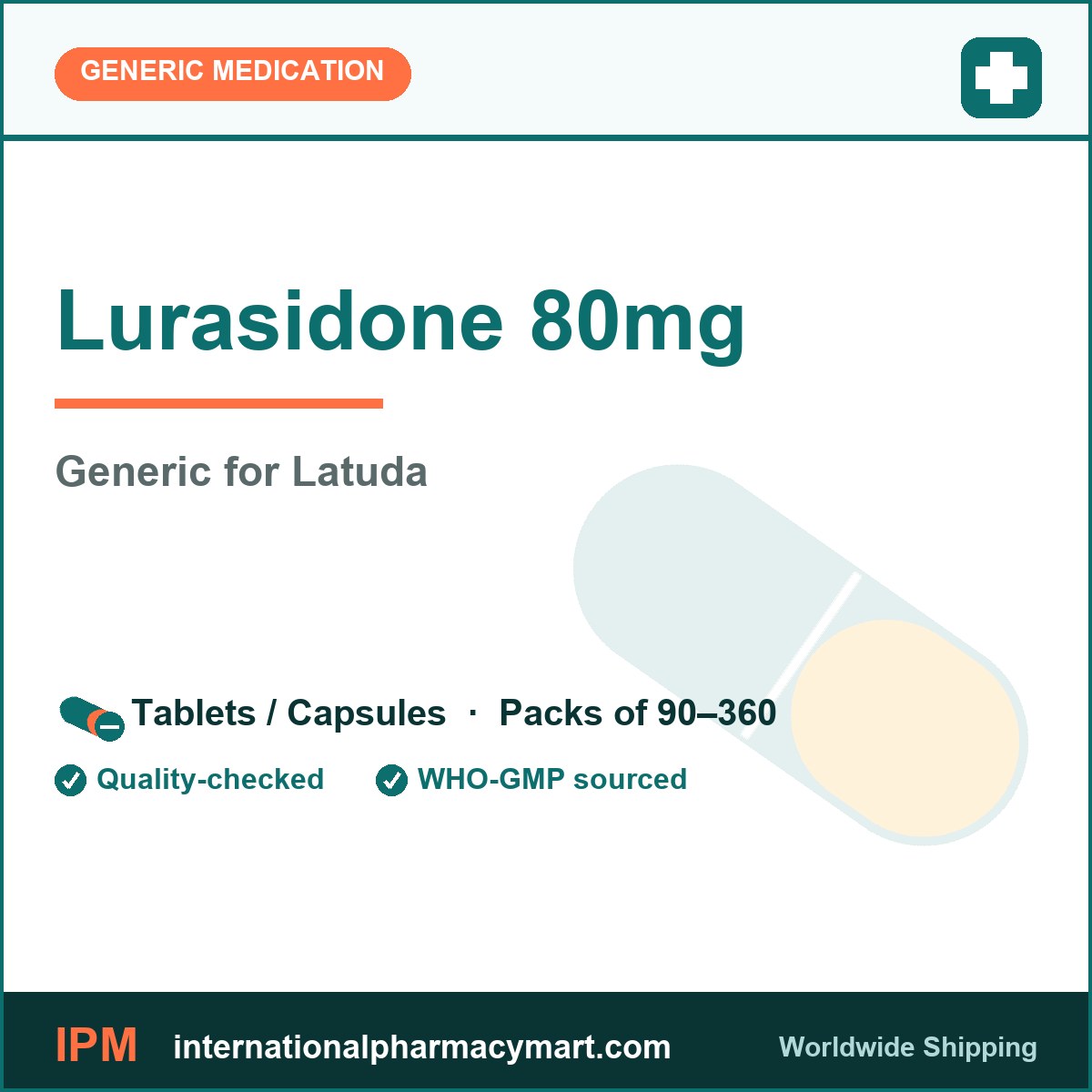 Lurasidone 80mg - generic Latuda | International Pharmacy Mart