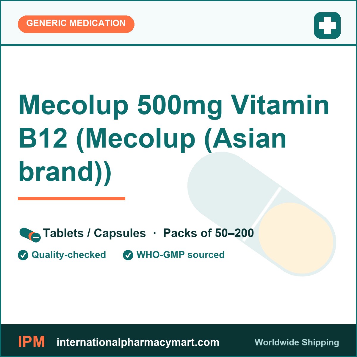Mecolup 500mg Vitamin B12 (Mecolup (Asian brand)) | International Pharmacy Mart