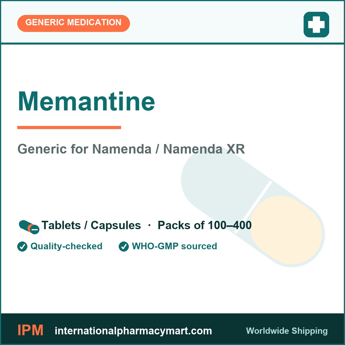 Memantine - generic Namenda / Namenda XR | International Pharmacy Mart