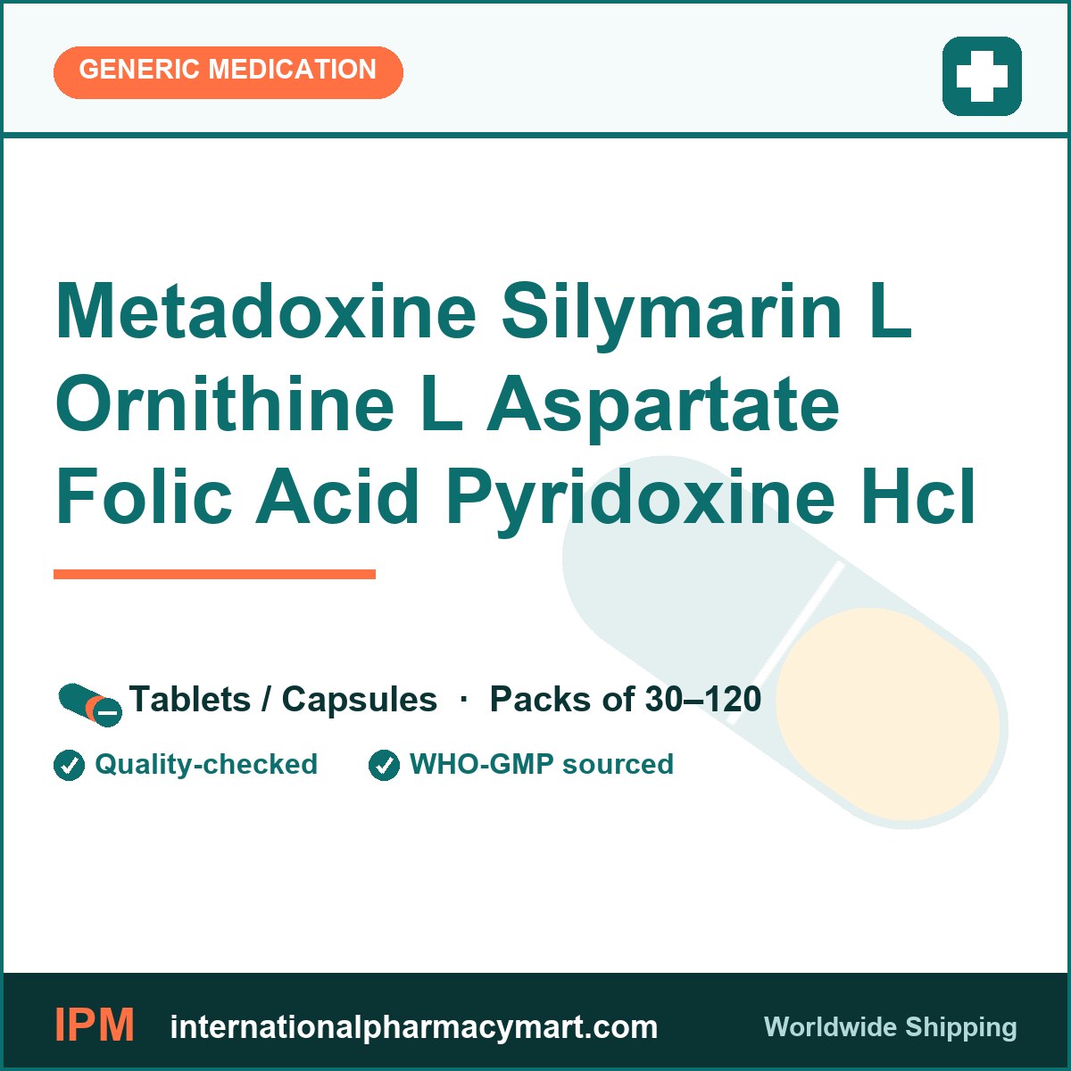Metadoxine Silymarin L Ornithine L Aspartate Folic Acid Pyridoxine Hcl | International Pharmacy Mart
