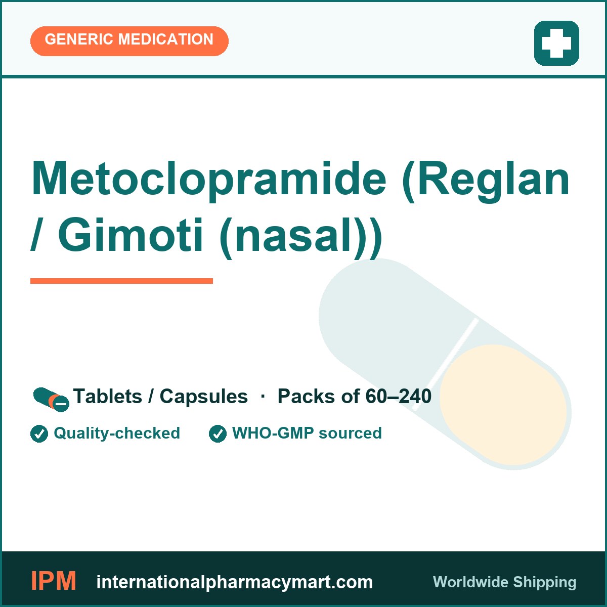 Metoclopramide (Reglan / Gimoti (nasal)) | International Pharmacy Mart