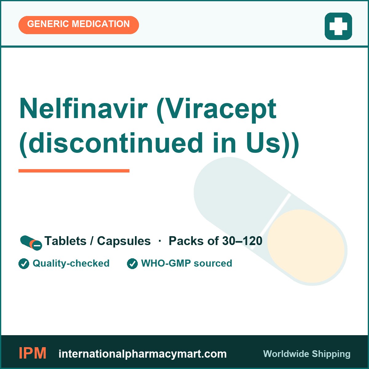 Nelfinavir (Viracept (discontinued in Us)) | International Pharmacy Mart