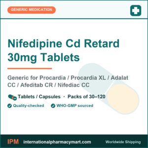 Nifedipine Cd Retard 30mg Tablets - generic Procardia / Procardia XL / Adalat CC / Afeditab CR / Nifediac CC | International Pharmacy Mart