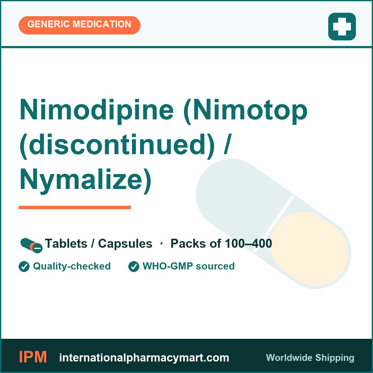 Nimodipine (Nimotop (discontinued) / Nymalize) | International Pharmacy Mart