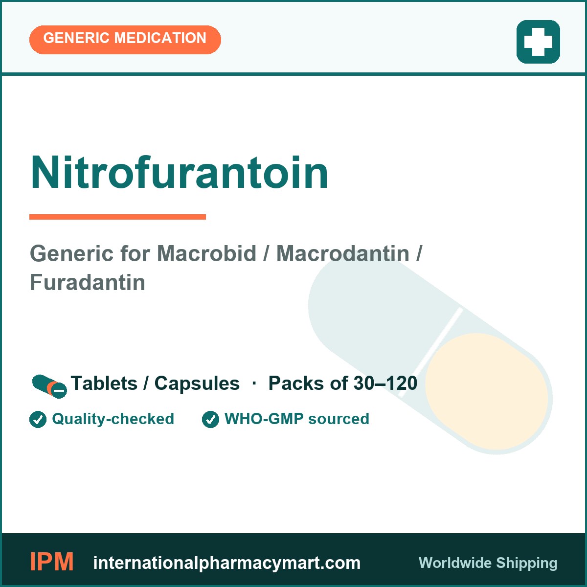 Nitrofurantoin - generic Macrobid / Macrodantin / Furadantin | International Pharmacy Mart