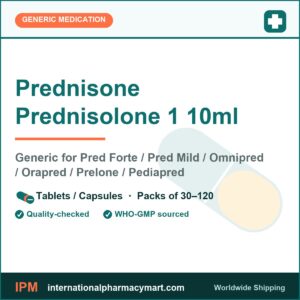 Prednisone Prednisolone 1 10ml - generic Pred Forte / Pred Mild / Omnipred / Orapred / Prelone / Pediapred | International Pharmacy Mart