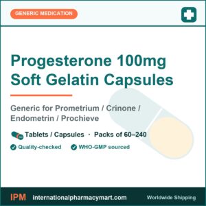 Progesterone 100mg Soft Gelatin Capsules - generic Prometrium / Crinone / Endometrin / Prochieve | International Pharmacy Mart