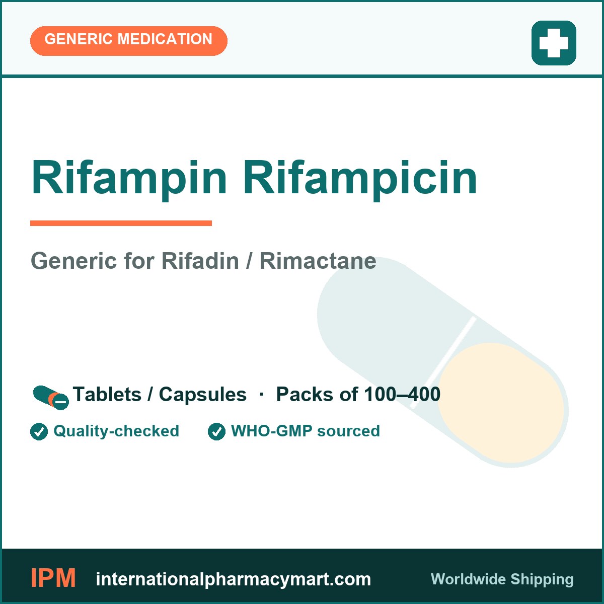 Rifampin Rifampicin - generic Rifadin / Rimactane | International Pharmacy Mart