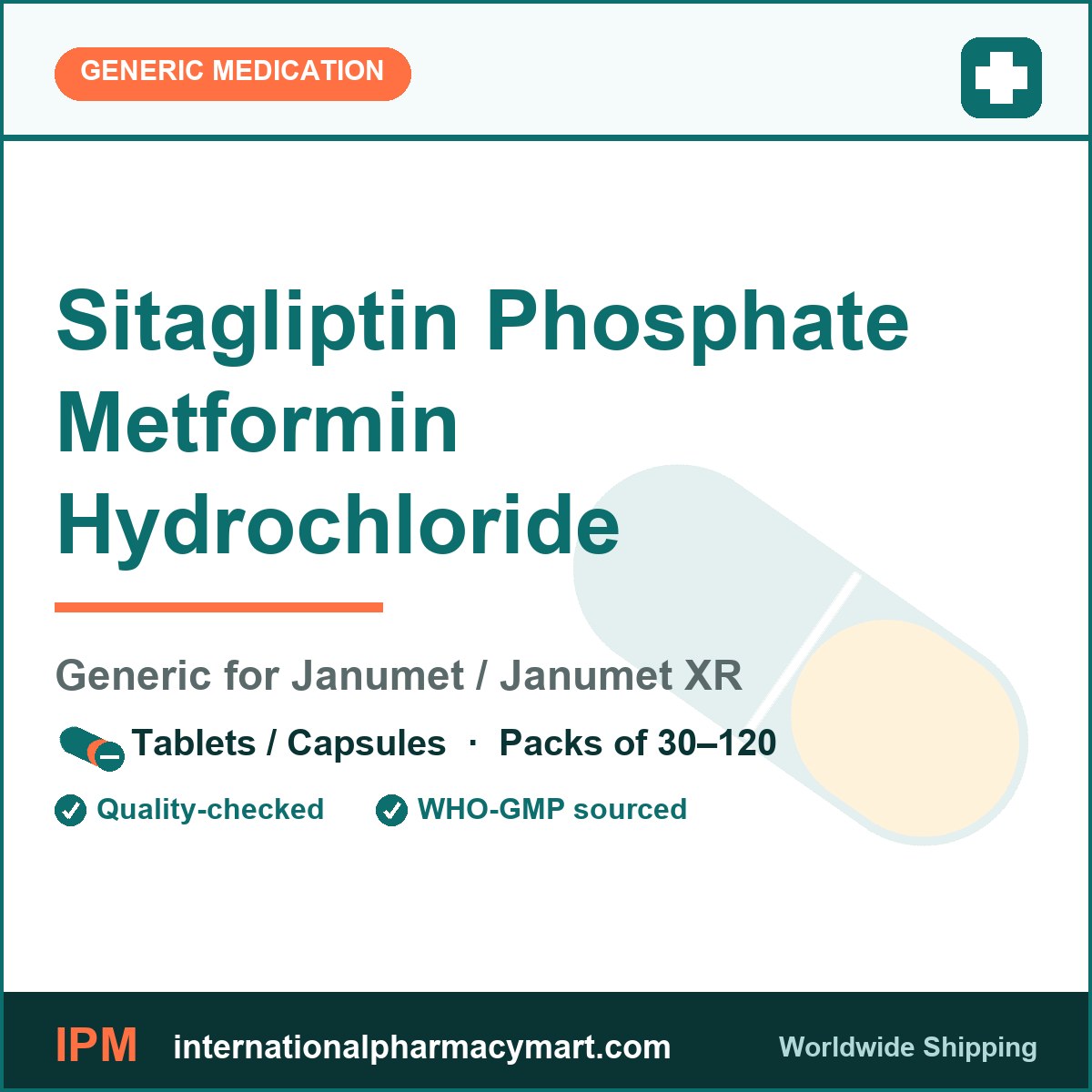 Sitagliptin Phosphate Metformin Hydrochloride - generic Janumet / Janumet XR | International Pharmacy Mart