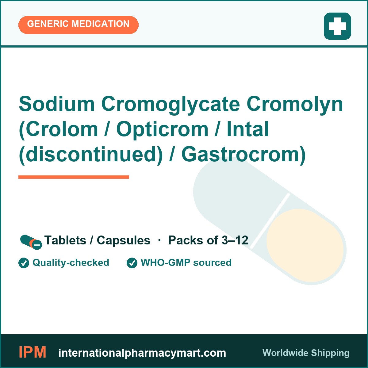 Sodium Cromoglycate Cromolyn (Crolom / Opticrom / Intal (discontinued) / Gastrocrom) | International Pharmacy Mart