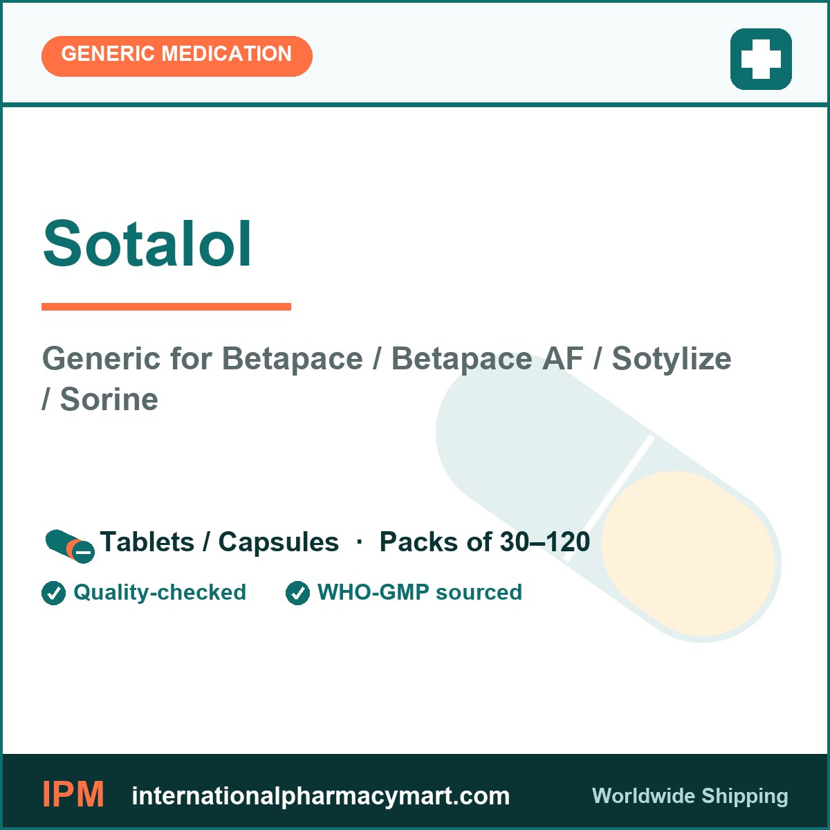 Sotalol - generic Betapace / Betapace AF / Sotylize / Sorine | International Pharmacy Mart