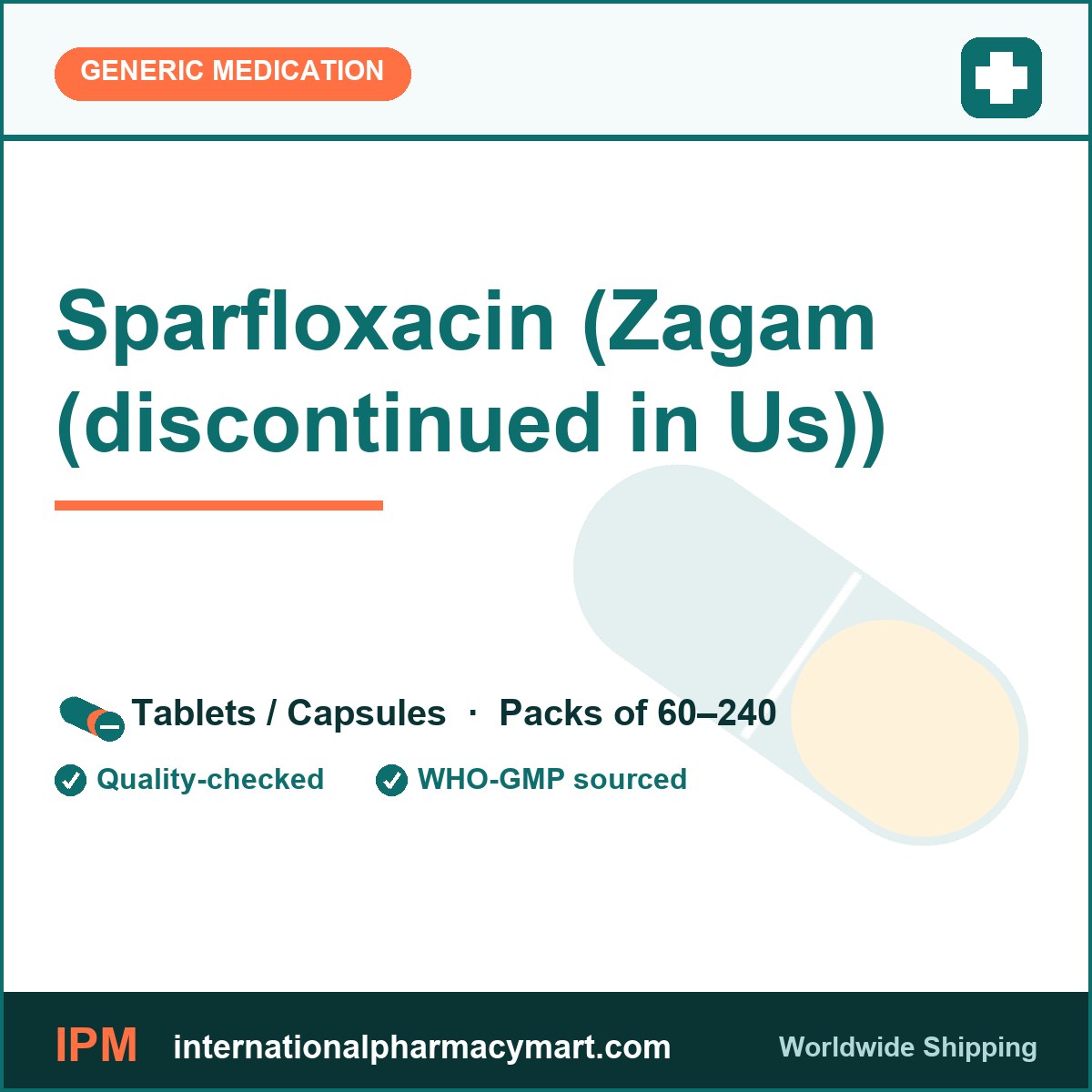 Sparfloxacin (Zagam (discontinued in Us)) | International Pharmacy Mart