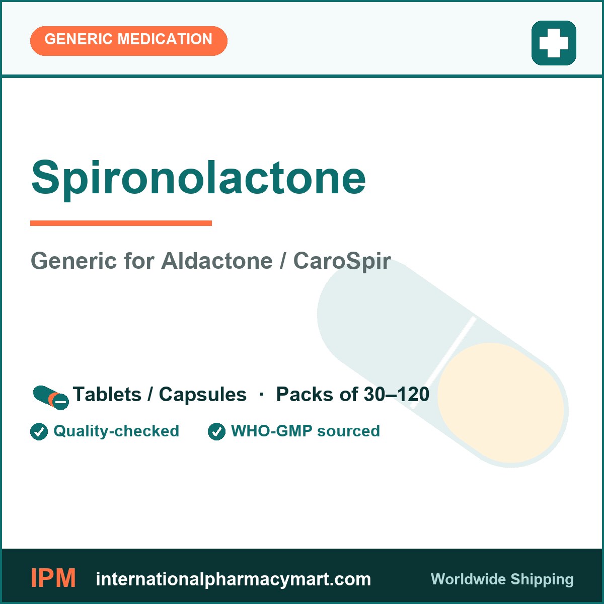 Spironolactone - generic Aldactone / CaroSpir | International Pharmacy Mart